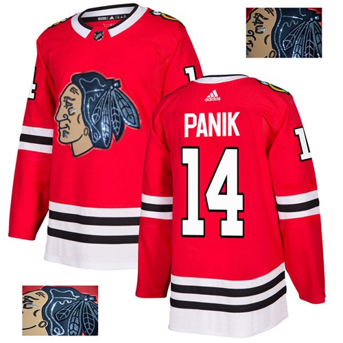 Adidas Blackhawks #14 Richard Panik Red Home Authentic Fashion Gold Stitched NHL Jersey